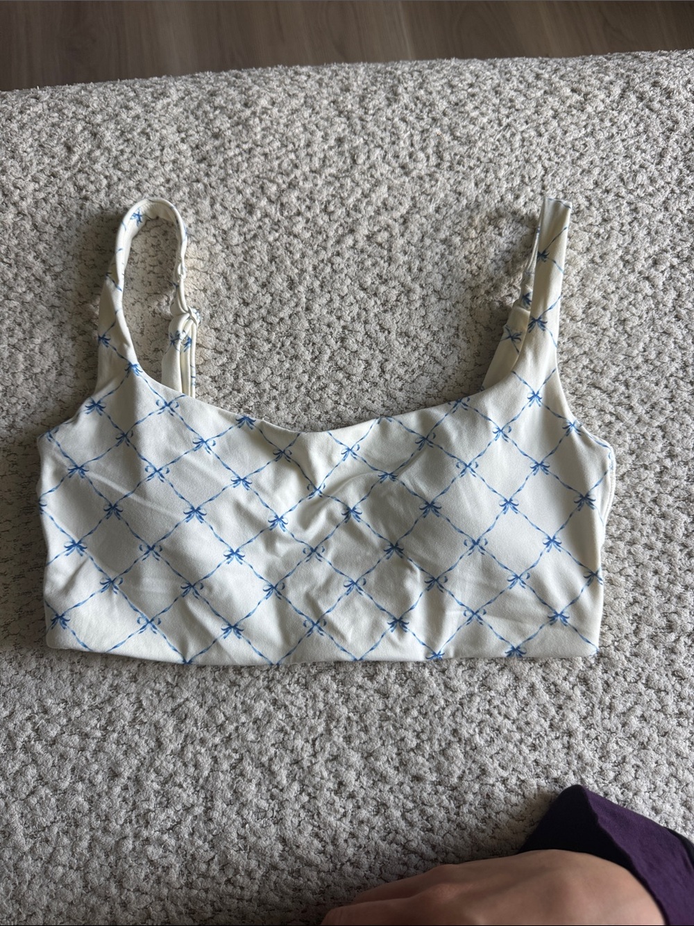 Vitality blue bow and white sports bra size small worn once